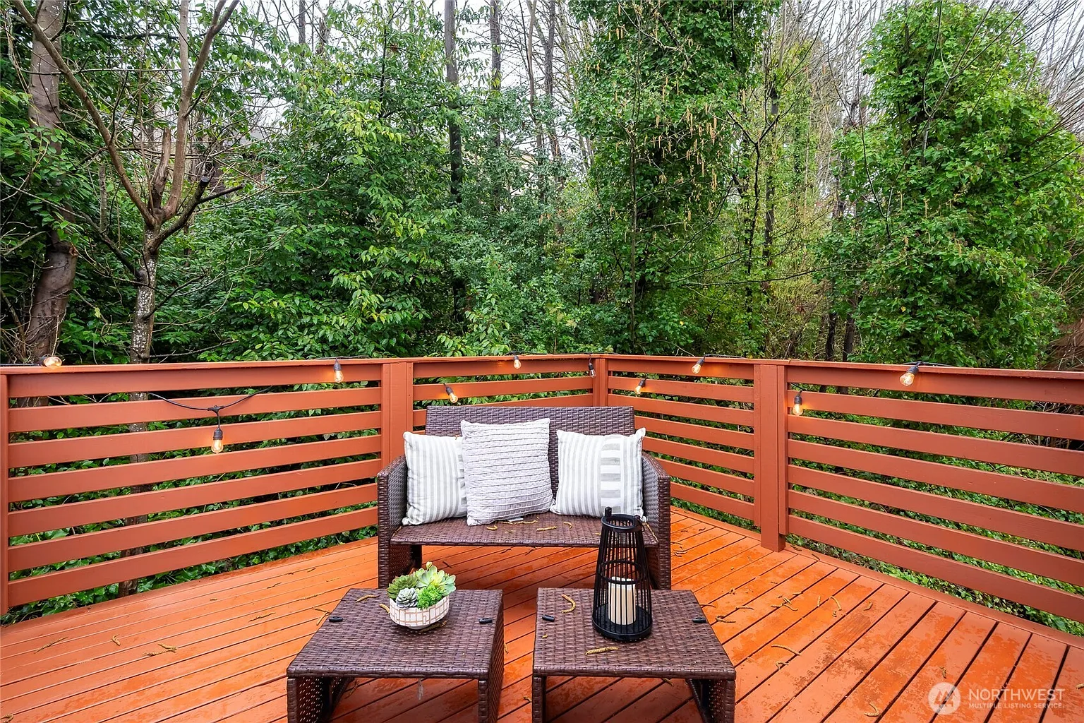 Private deck with greenbelt views